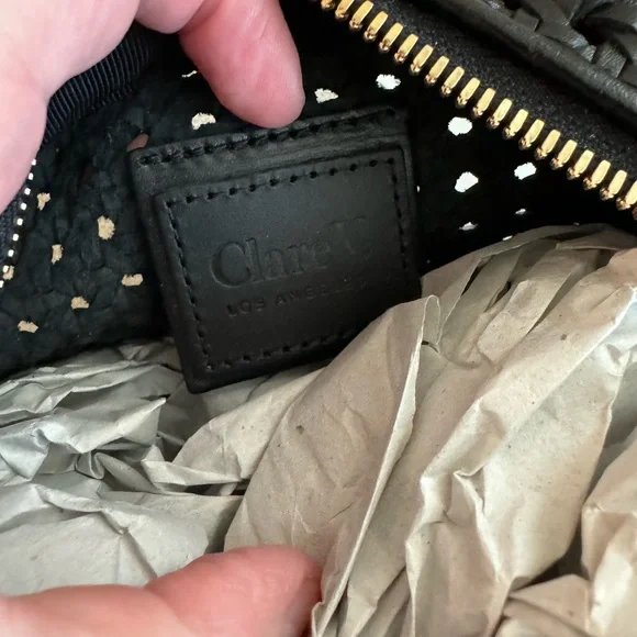 NWT Clare V Midi Sac in Black Ratan Leather - Picture 3 of 6